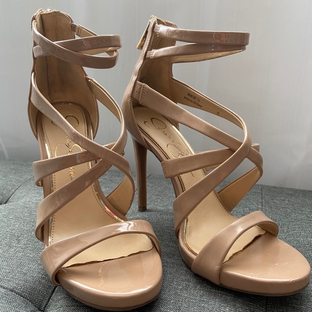 Jessica Simpson- Nude Strappy Stilettos